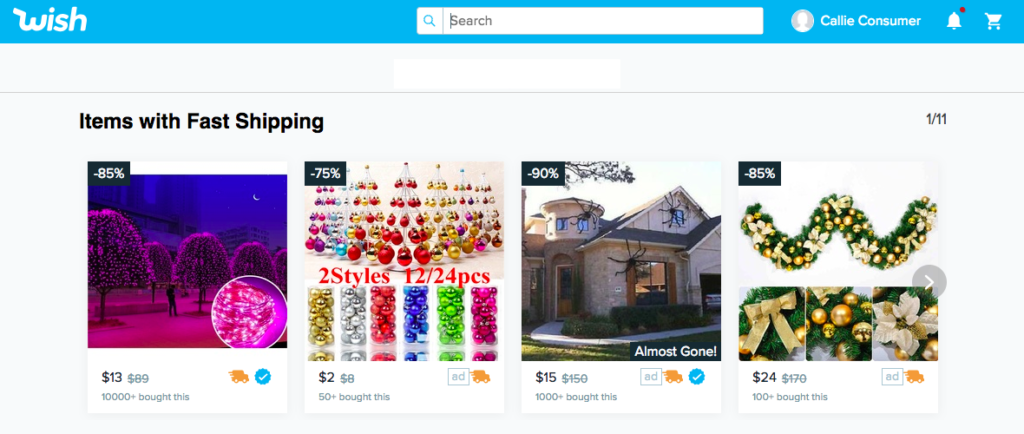 Wish: Emerging Marketplace for Holiday Selling
